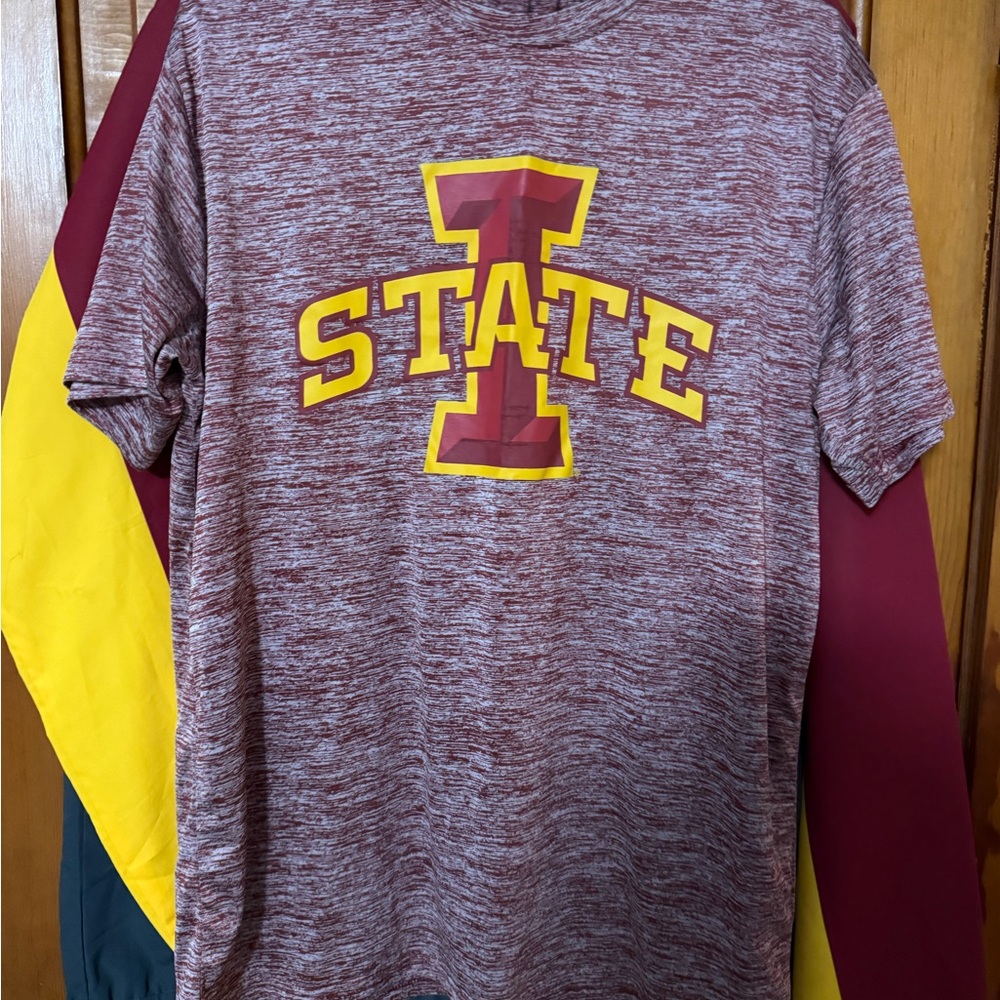 Russell Athletic Maroon and Yellow State Tee